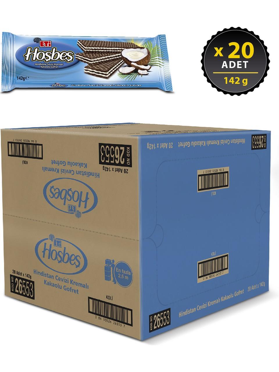 Eti Hoşbeş Hindistan Cevizi Kremali Gofret 142 g x 20 Adet