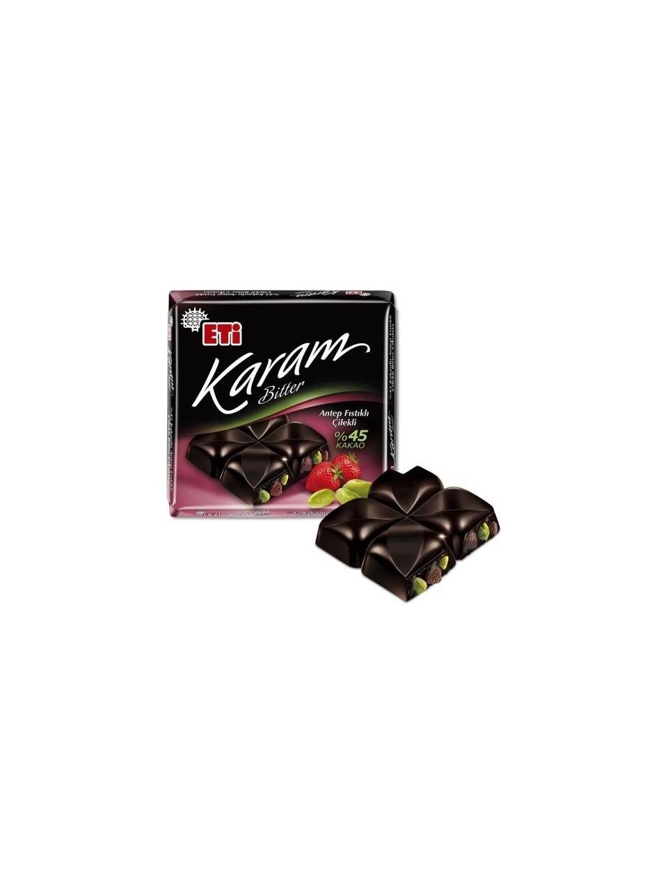 Eti Karam %45 Kakaolu Antep Fıstıklı Çilekli Çikolata 60 G x 10 Adet