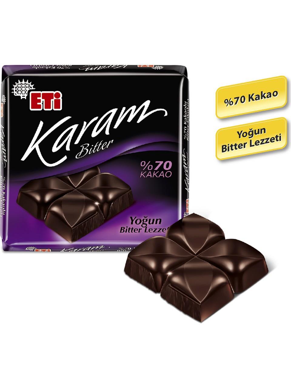 Eti Karam %70 Kakaolu Bitter Çikolata 60 g x 6 Adet