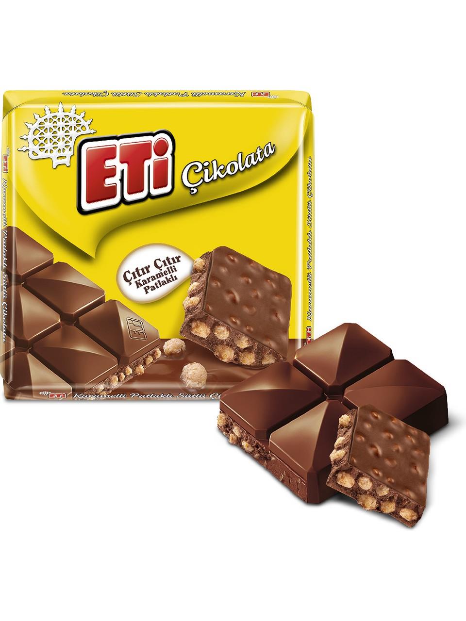 Eti Karamelli Patlaklı Sütlü Kare Çikolata 57 g x 6 Adet