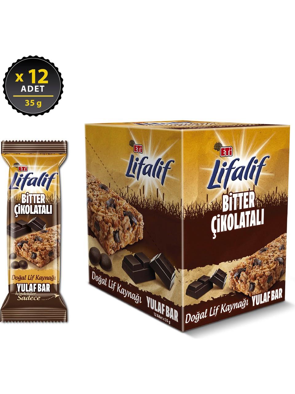 Eti Lifalif Bitter Çikolatalı Yulaf Bar 35 g x 12 Adet