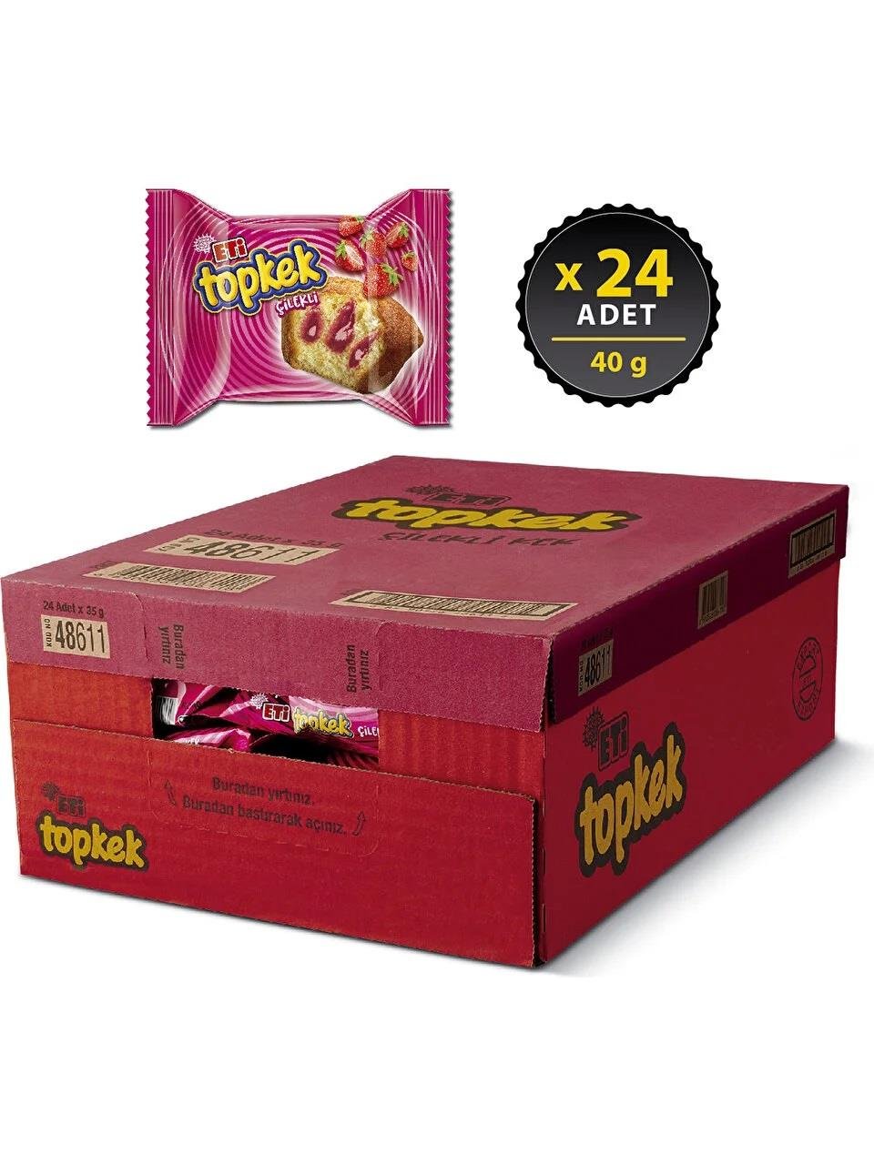Eti Topkek Çilekli Kek 40 gr x 24 Adet