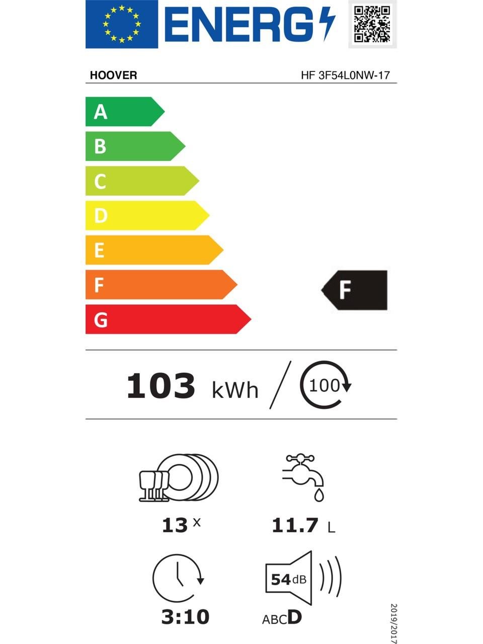 Hoover HF 3F54L0NW-17 5 Programlı Bulaşık Makinesi