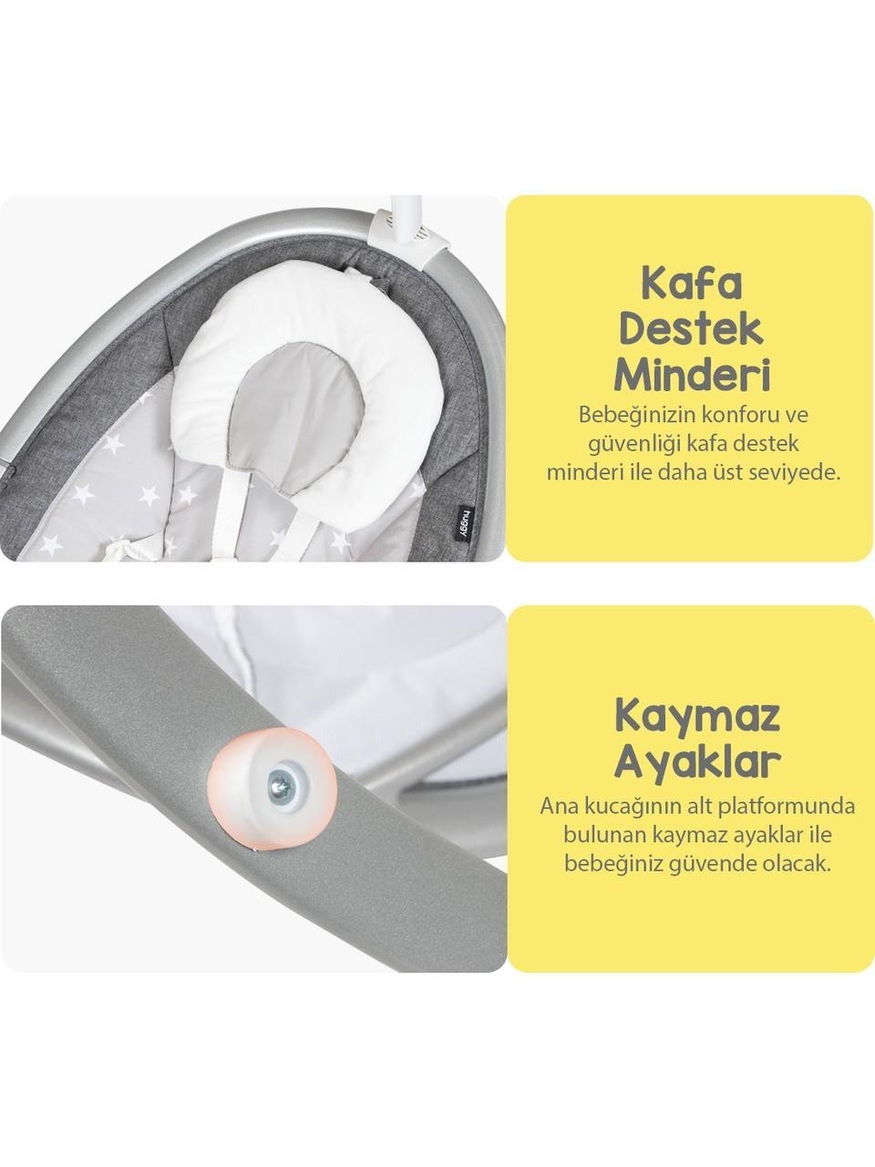 Huggy Nest Otomatik Sallanabilir Kumandalı Müzikli Anakucağı