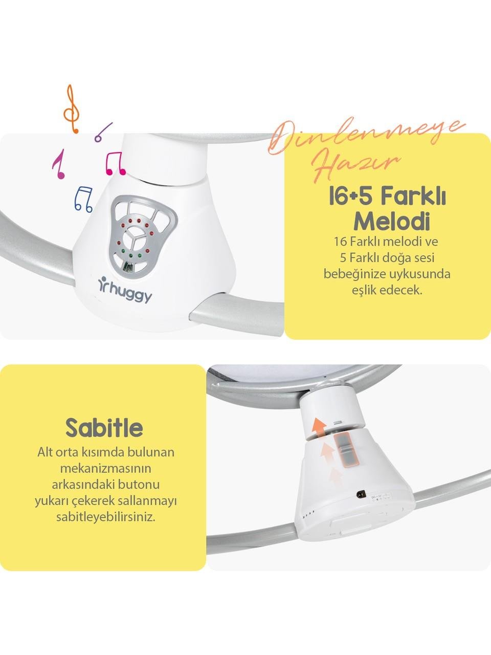 Huggy Nest Otomatik Sallanabilir Kumandalı Müzikli Anakucağı