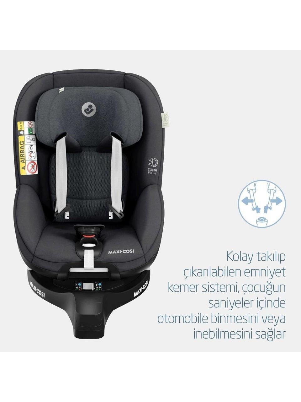 Maxi-Cosi Maxi Cosi Mica Pro Eco I-Size İsofix'li 360 Dönebilir Yatabilir 0-18 Kg Bebek Oto Koltuğu Authentic Grey