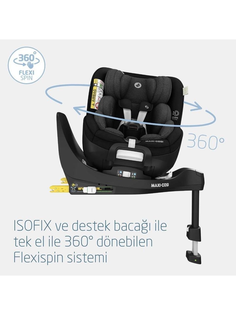 Maxi-Cosi Maxi Cosi Mica Pro Eco I-Size İsofix'li 360 Dönebilir Yatabilir 0-18 Kg Bebek Oto Koltuğu Authentic Grey