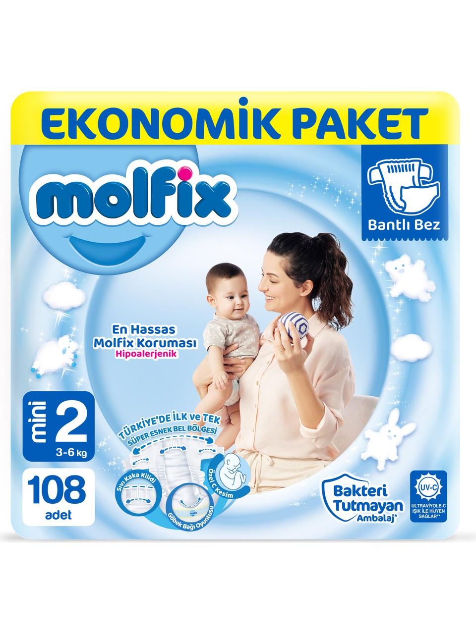Molfix Bebek Bezi 2 Beden Mini Ekonomik Paket 108 Adet