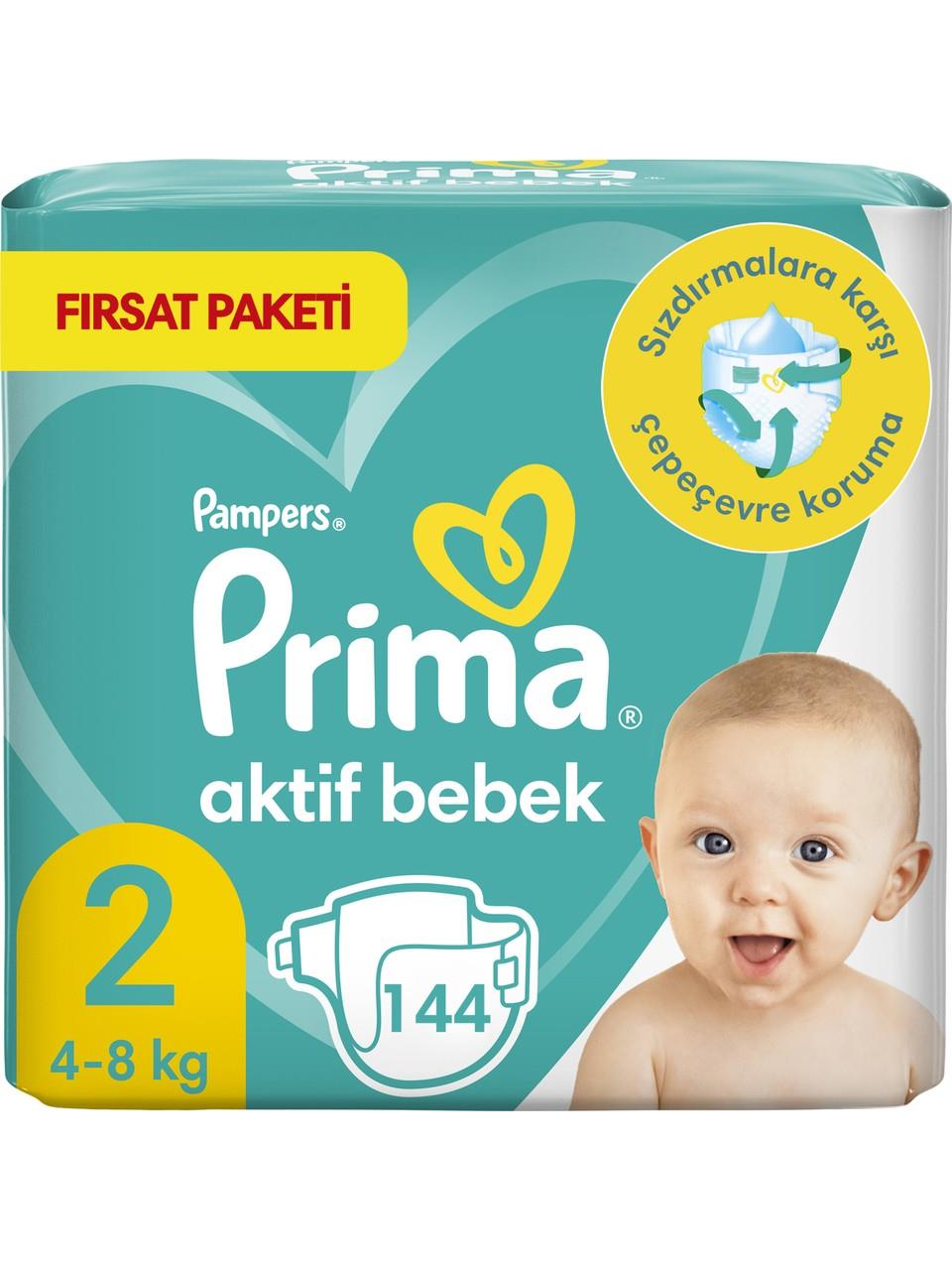 Prima BB Aktif Bebek 2 Beden 144 Adet Aylık Fırsat Paketi