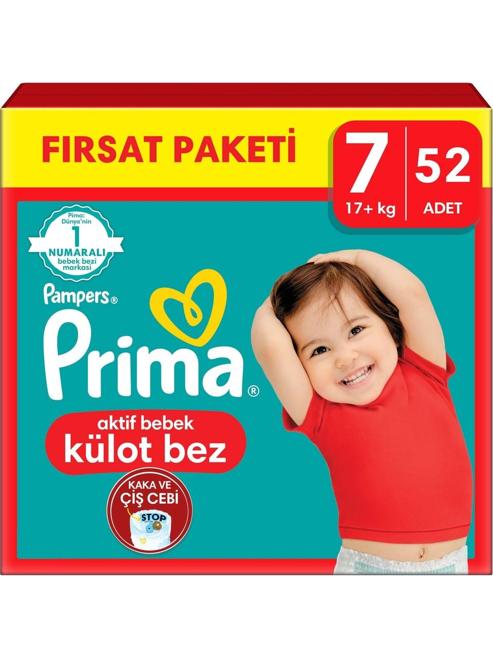 Prima Pampers Prima Külot Bez 7 beden 52'li Fırsat Paketi