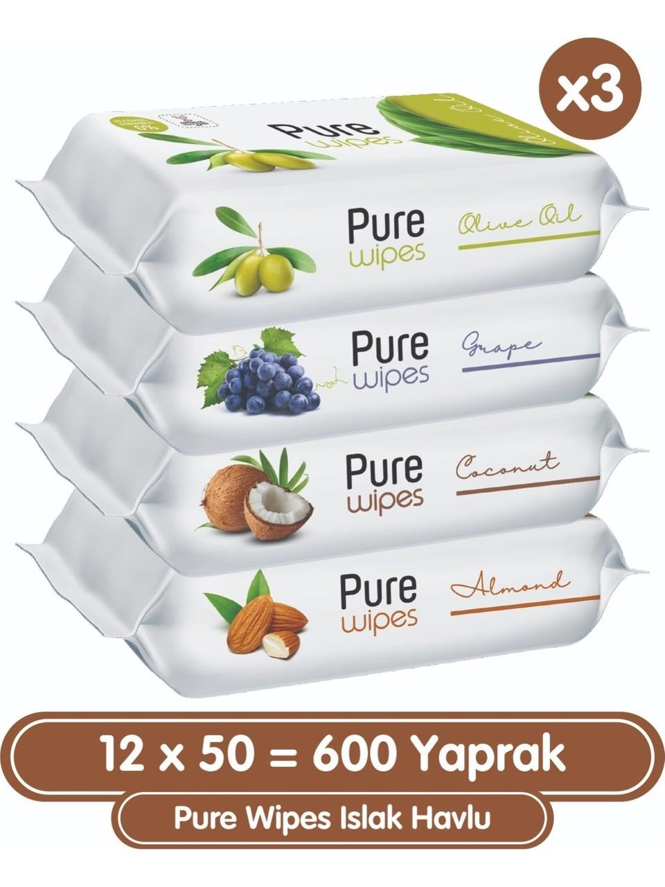 Pure Wipes Islak Havlu 12x50 (600 Yaprak)