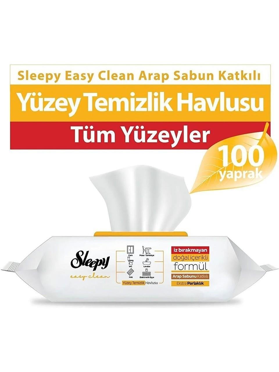 Sleepy Easy Clean Arap Sabunu Katkılı Yüzey Temizlik Havlusu 100 Adet