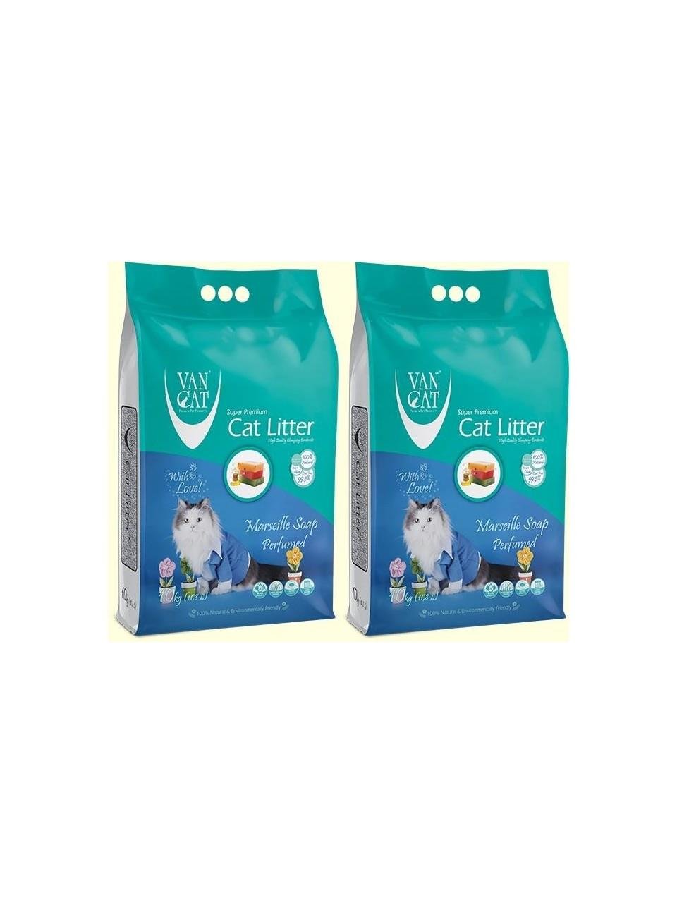 Van Cat İnce Tane Kedi Kumu Marsilya Sabun Kokulu 10 Kg x 2 Adet