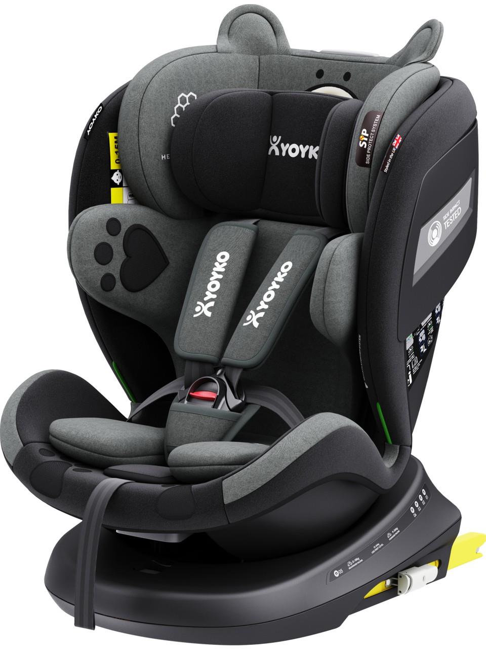 Yoyko Bear 360 ° Dönebilir Yatabilir i-Size 0-36 Kg Oto Koltuğu ISOFIX/SIP/LATCH - Gri
