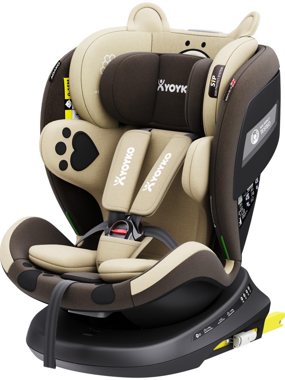 Yoyko Bear 360 ° Dönebilir Yatabilir i-Size 0-36 Kg Oto Koltuğu ISOFIX/SIP/LATCH - Gri