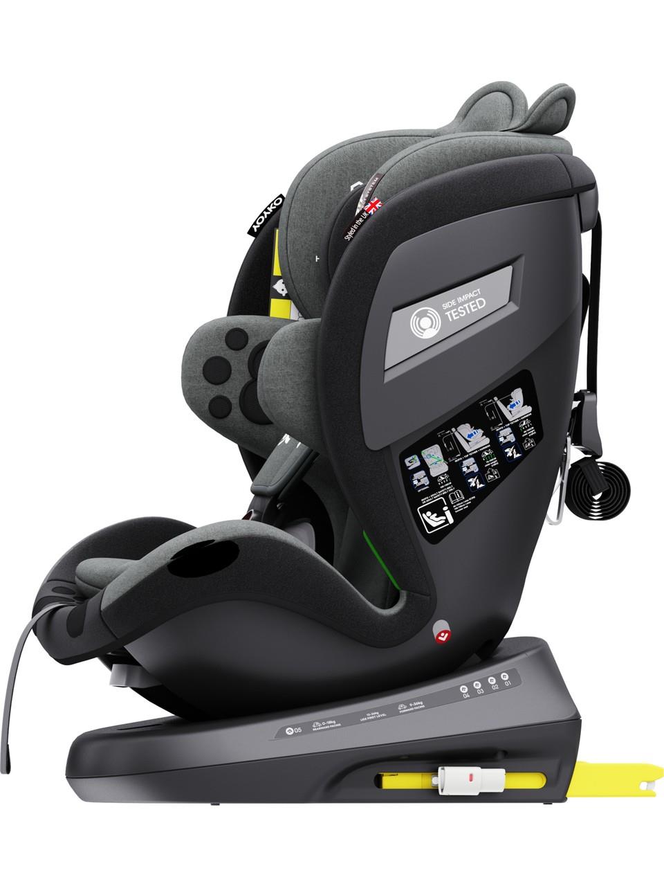 Yoyko Bear 360 ° Dönebilir Yatabilir i-Size 0-36 Kg Oto Koltuğu ISOFIX/SIP/LATCH - Gri