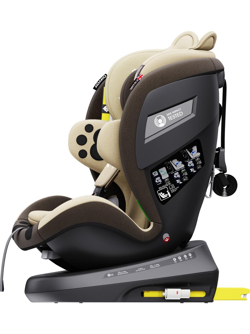Yoyko Bear 360 ° Dönebilir Yatabilir i-Size 0-36 Kg Oto Koltuğu ISOFIX/SIP/LATCH - Gri