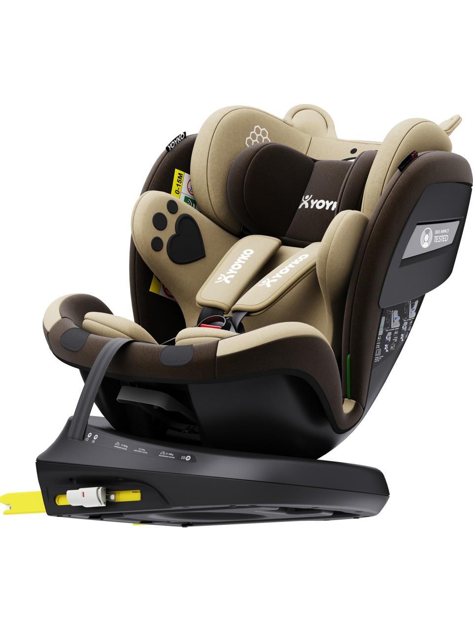 Yoyko Bear 360 ° Dönebilir Yatabilir i-Size 0-36 Kg Oto Koltuğu ISOFIX/SIP/LATCH - Gri