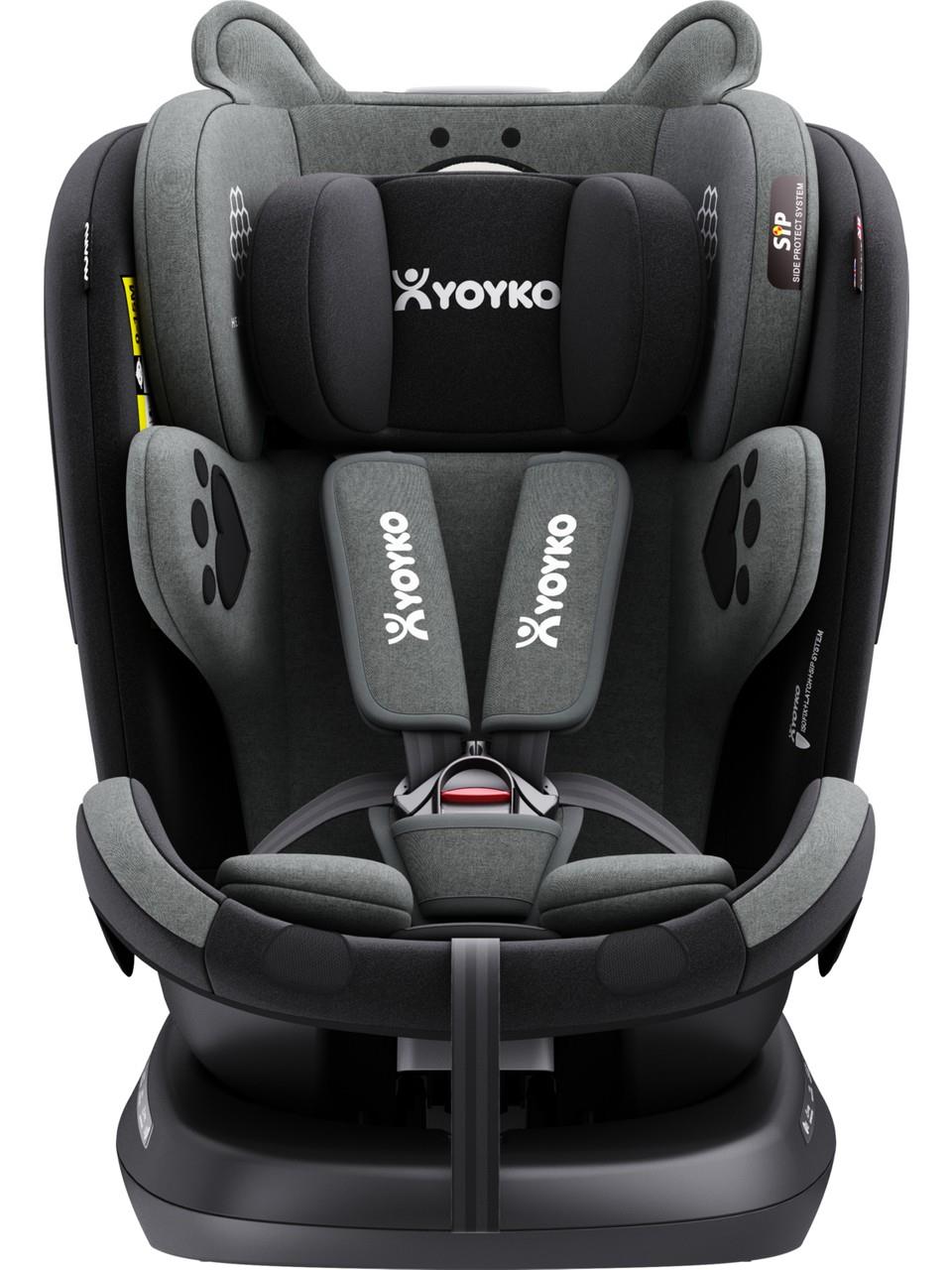 Yoyko Bear 360 ° Dönebilir Yatabilir i-Size 0-36 Kg Oto Koltuğu ISOFIX/SIP/LATCH - Gri