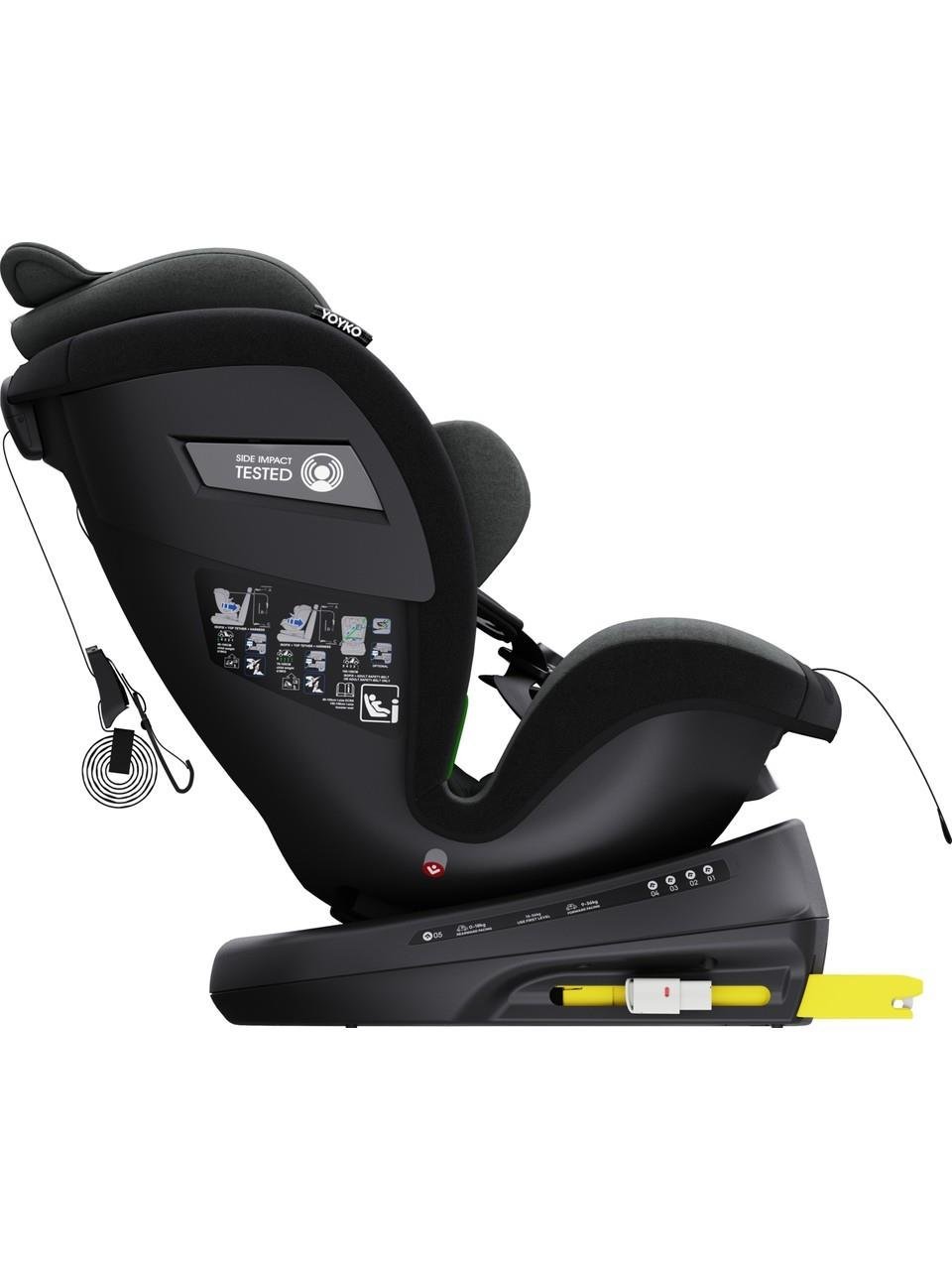 Yoyko Bear 360 ° Dönebilir Yatabilir i-Size 0-36 Kg Oto Koltuğu ISOFIX/SIP/LATCH - Gri