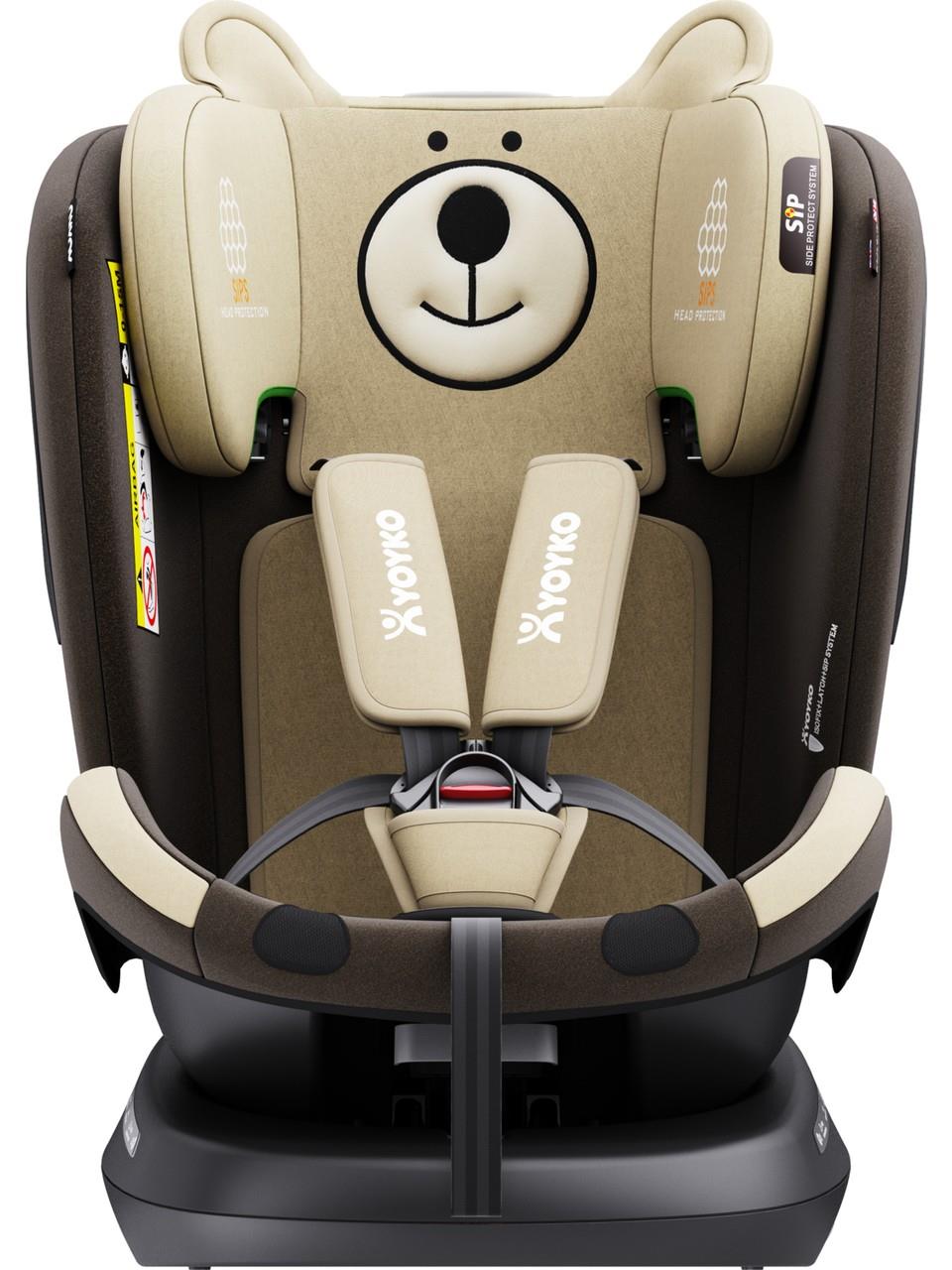 Yoyko Bear 360 ° Dönebilir Yatabilir i-Size 0-36 Kg Oto Koltuğu ISOFIX/SIP/LATCH - Gri