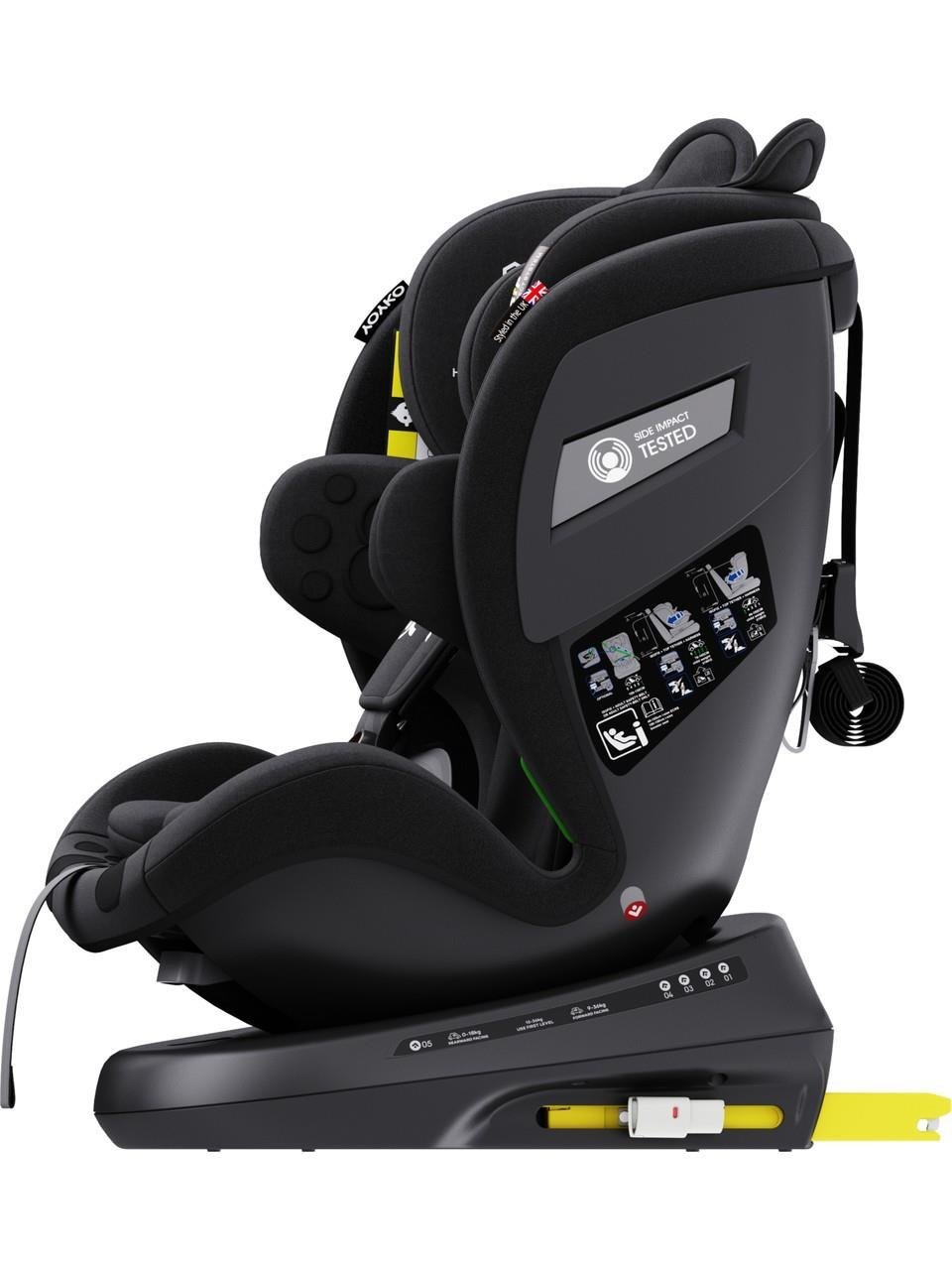 Yoyko Bear 360 ° Dönebilir Yatabilir i-Size 0-36 Kg Oto Koltuğu ISOFIX/SIP/LATCH - Gri