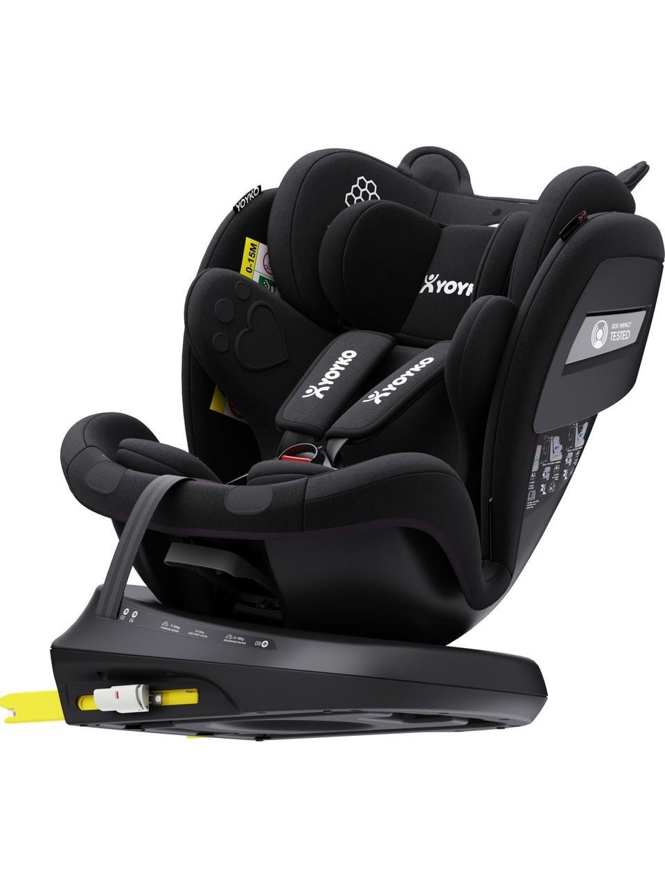 Yoyko Bear 360 ° Dönebilir Yatabilir i-Size 0-36 Kg Oto Koltuğu ISOFIX/SIP/LATCH - Gri