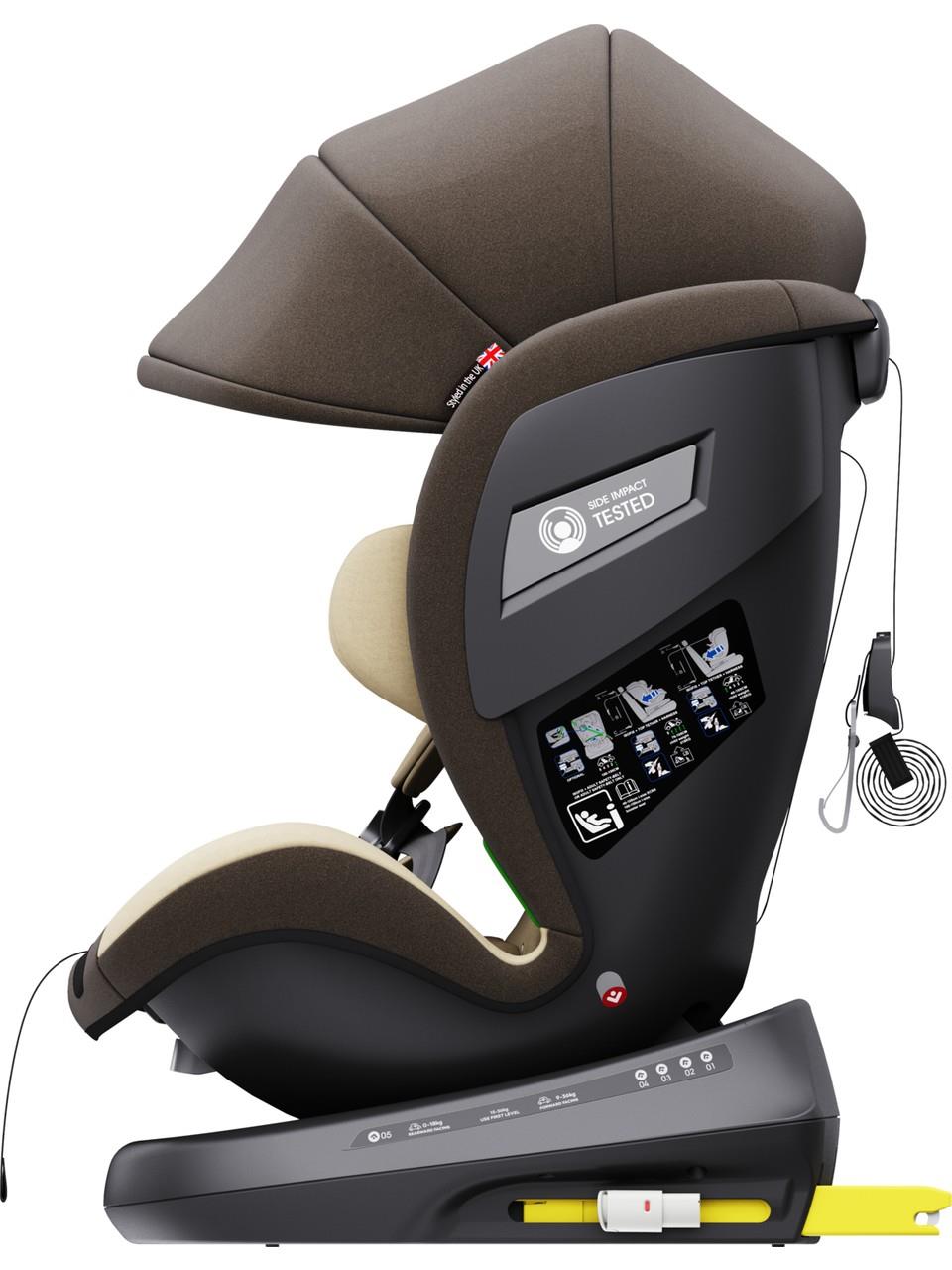 Yoyko Bear 360 ° Dönebilir Yatabilir i-Size 0-36 Kg Oto Koltuğu ISOFIX/SIP/LATCH - Gri