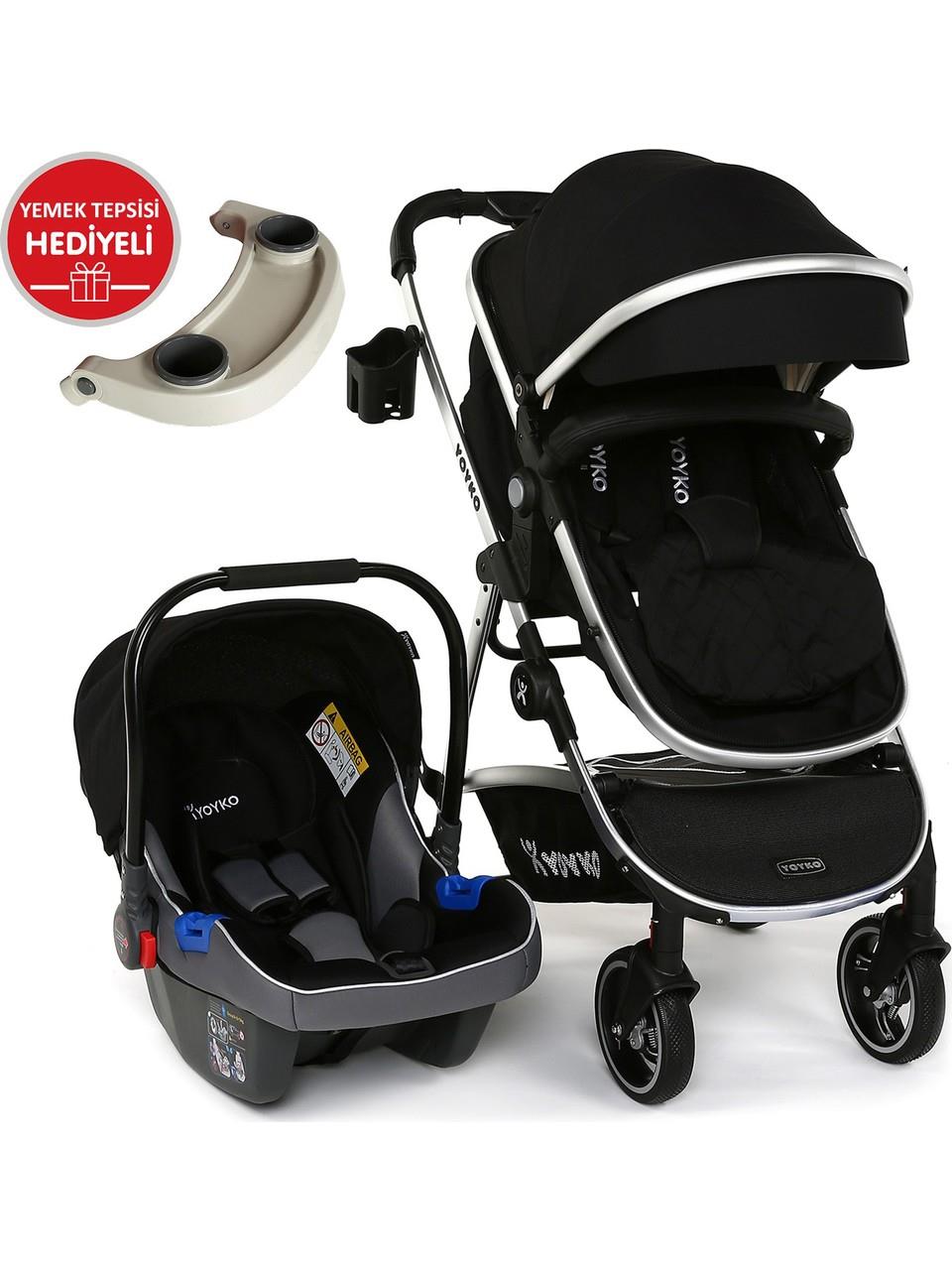 Yoyko City Seyahat Sistem Bebek Arabası 3 İn 1 Gri Silver