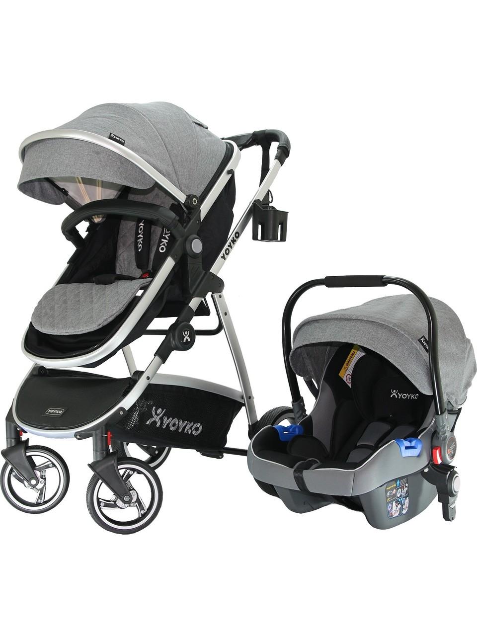 Yoyko City Seyahat Sistem Bebek Arabası 3 İn 1 Gri Silver