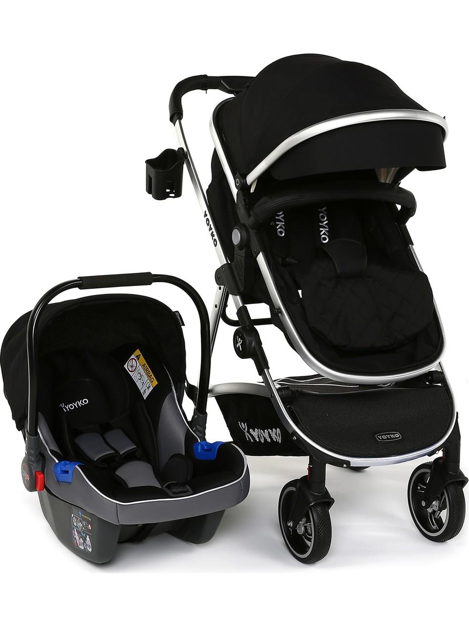 Yoyko City Seyahat Sistem Bebek Arabası 3 İn 1 Gri Silver