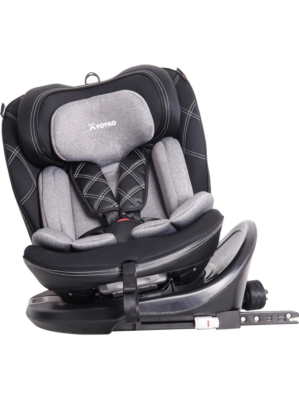 Yoyko Ultimate 360 ° Dönebilir Yatabilir 0-36 Kg Deri Oto Koltuğu ISOFIX/SIP/LATCH Gri