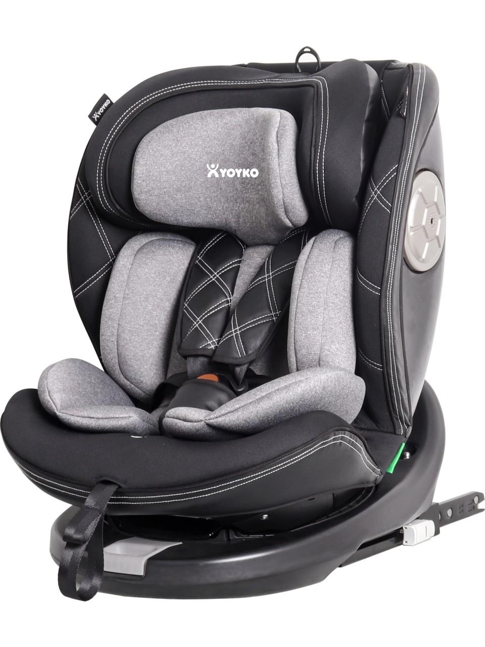 Yoyko Ultimate 360 ° Dönebilir Yatabilir 0-36 Kg Deri Oto Koltuğu ISOFIX/SIP/LATCH Gri