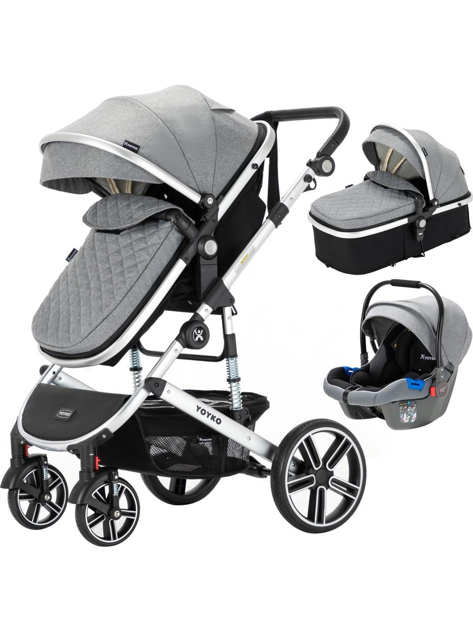 Yoyko Ultimate Travel Sistem Bebek Arabası 3 in 1 Gri Silver