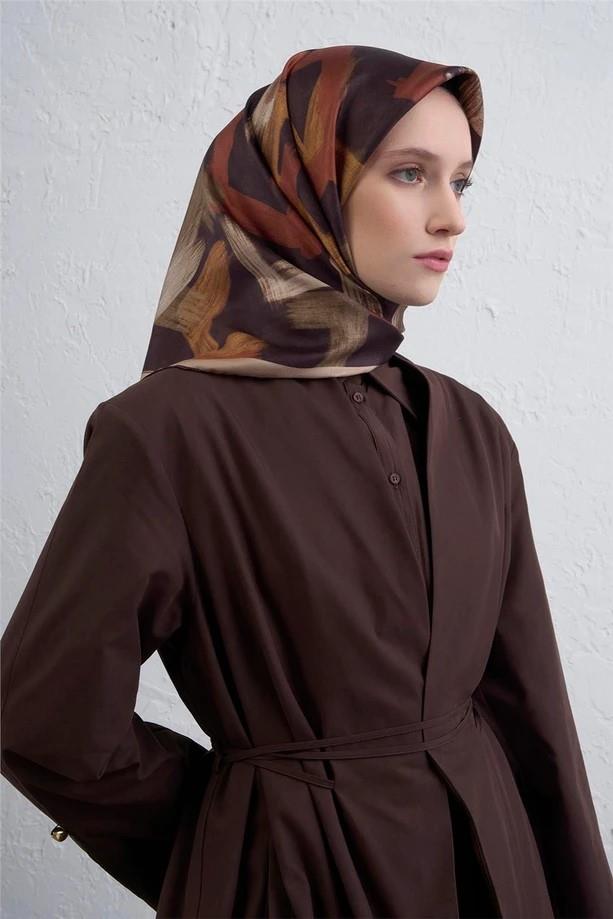 Armine Geometrik Desenli Saf İpek Sura Eşarp 9413D 35