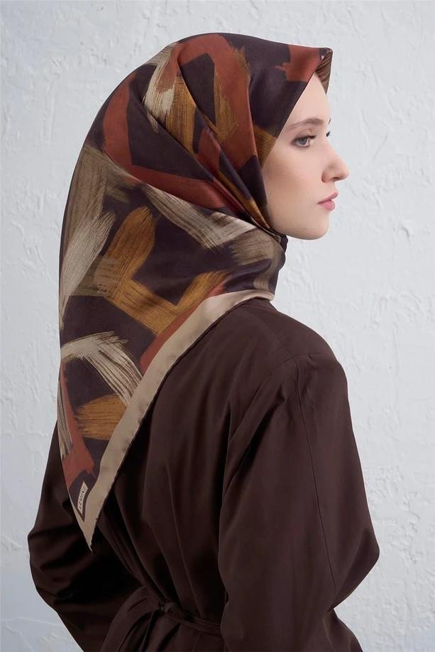 Armine Geometrik Desenli Saf İpek Sura Eşarp 9413D 35