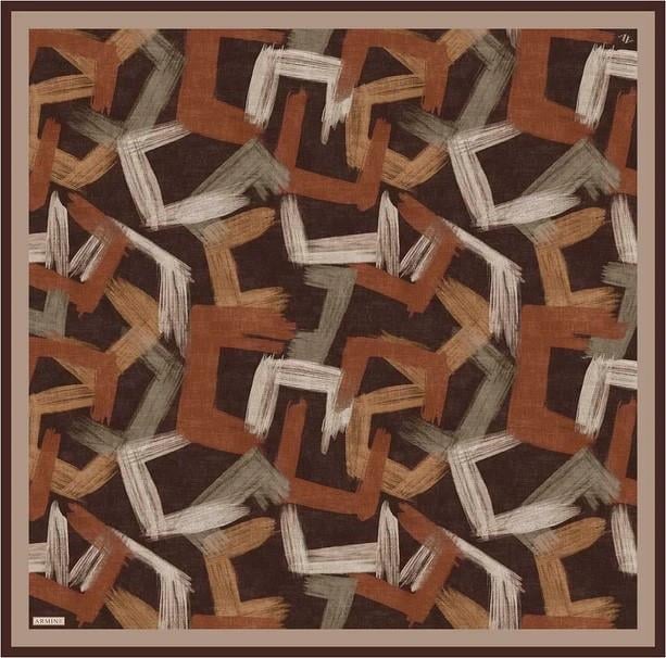 Armine Geometrik Desenli Saf İpek Sura Eşarp 9413D 35