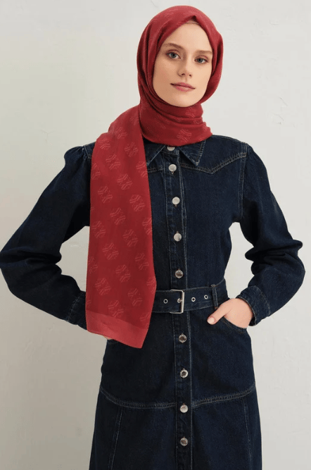Armine Tensel İpek Minimal Monogram Desen Şal