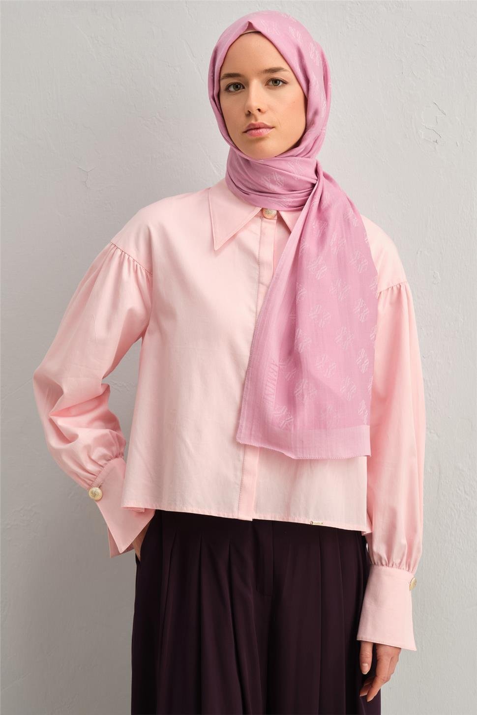 Armine Tensel İpek Minimal Monogram Desen Şal