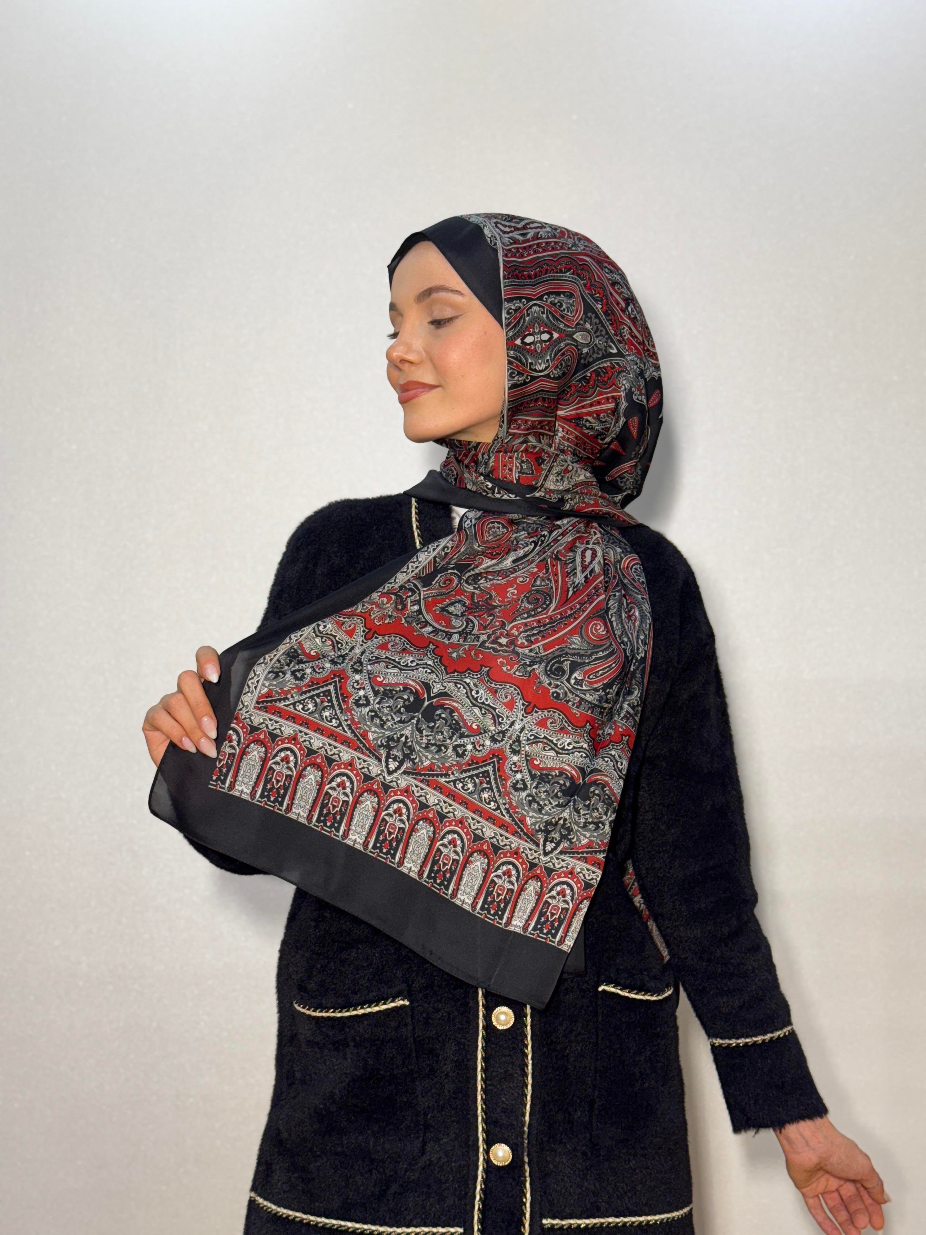 DESENLİ ALFA VUAL İPEK ŞAL ETNİK DESEN