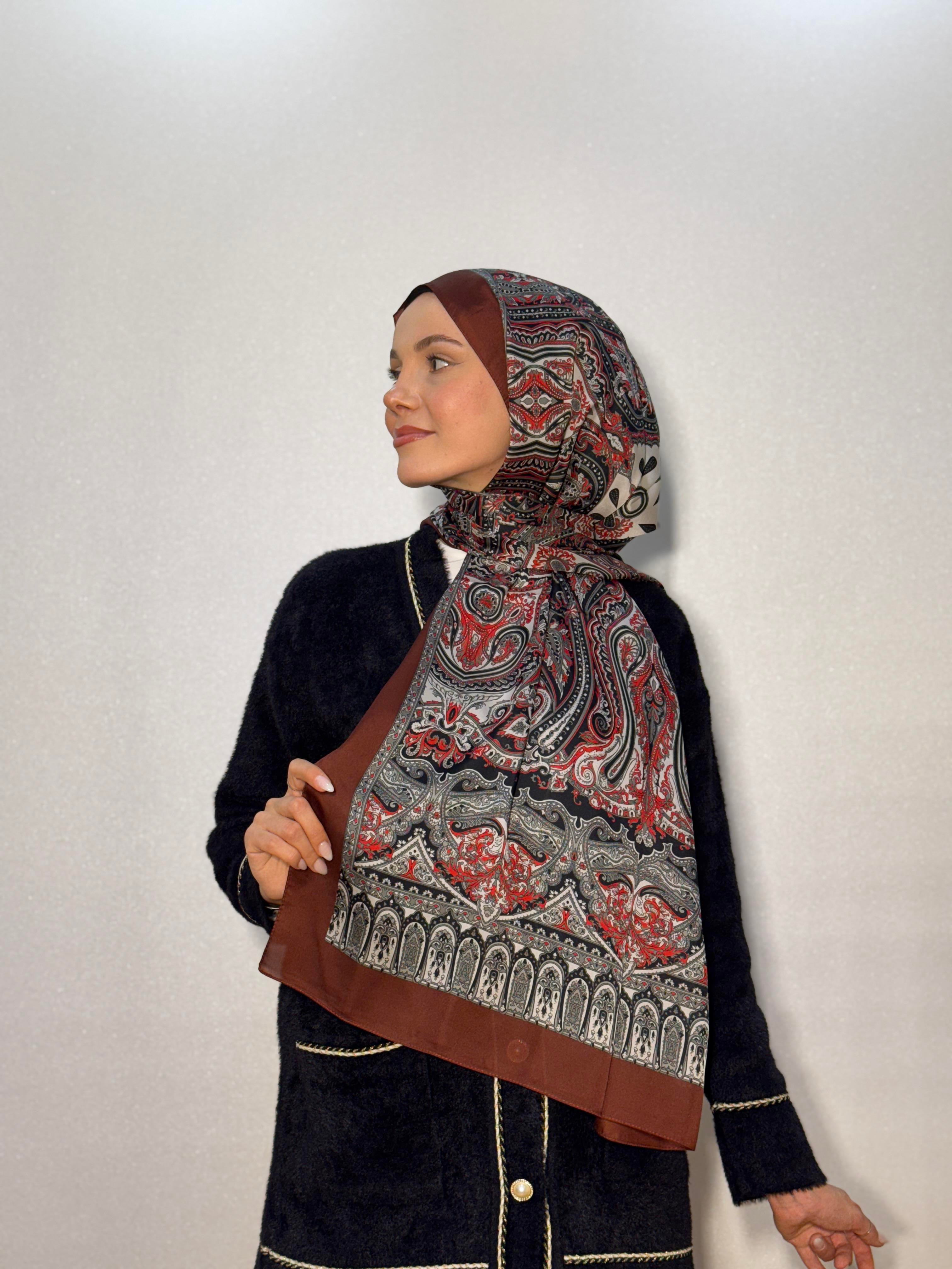 DESENLİ ALFA VUAL İPEK ŞAL ETNİK DESEN