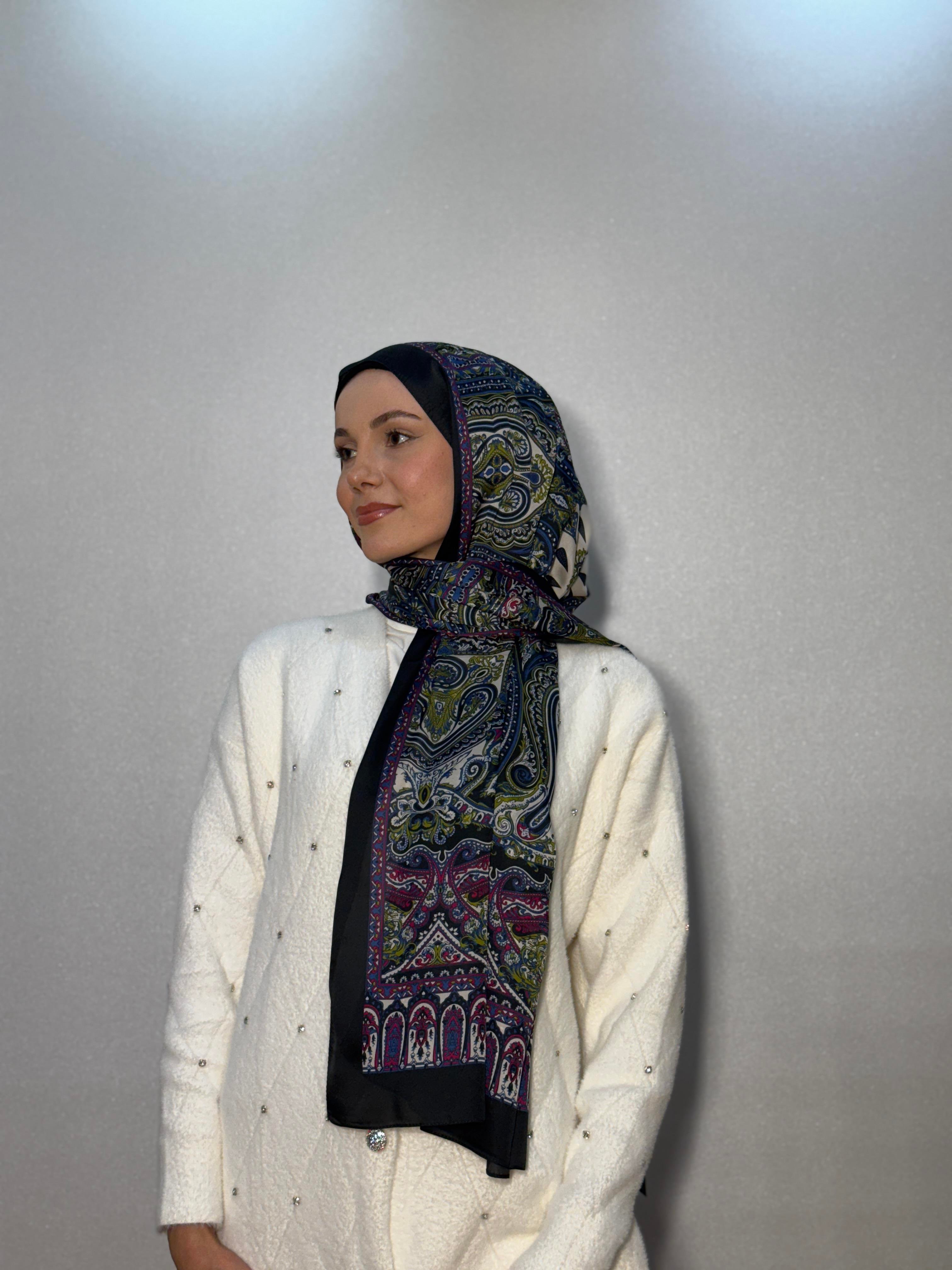 DESENLİ ALFA VUAL İPEK ŞAL ETNİK DESEN