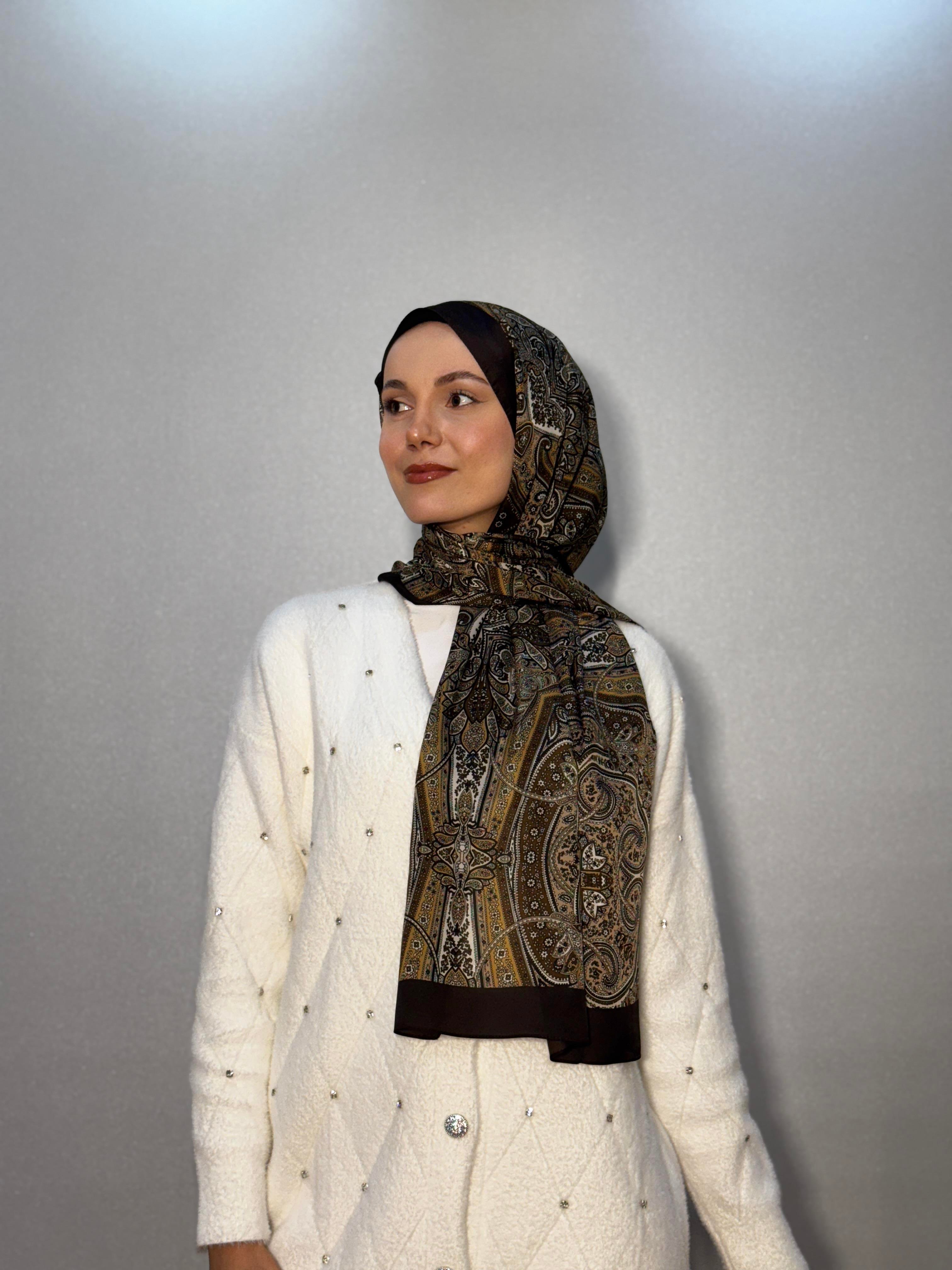 DESENLİ ALFA VUAL İPEK ŞAL ETNİK DESEN