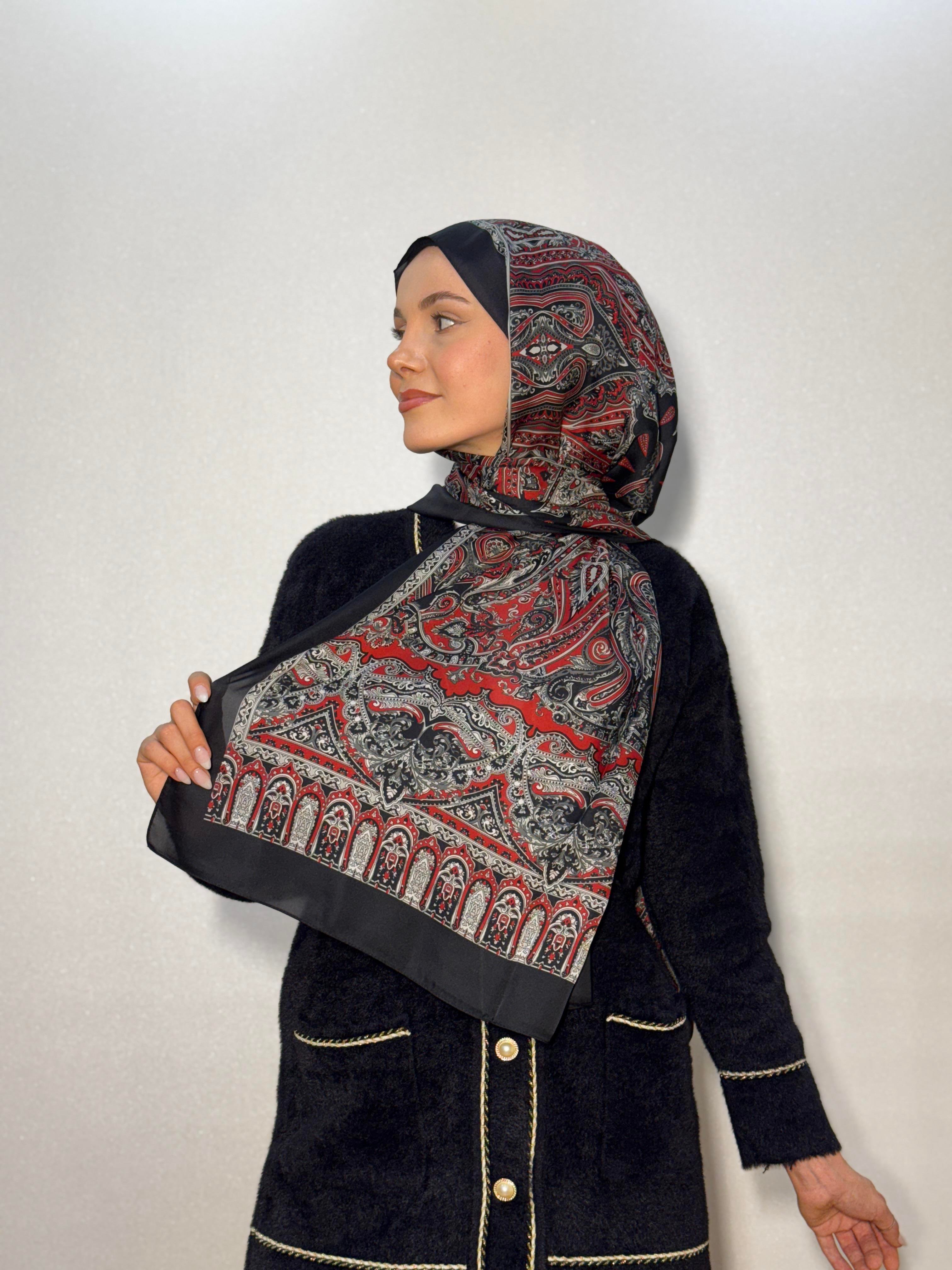 DESENLİ ALFA VUAL İPEK ŞAL ETNİK DESEN