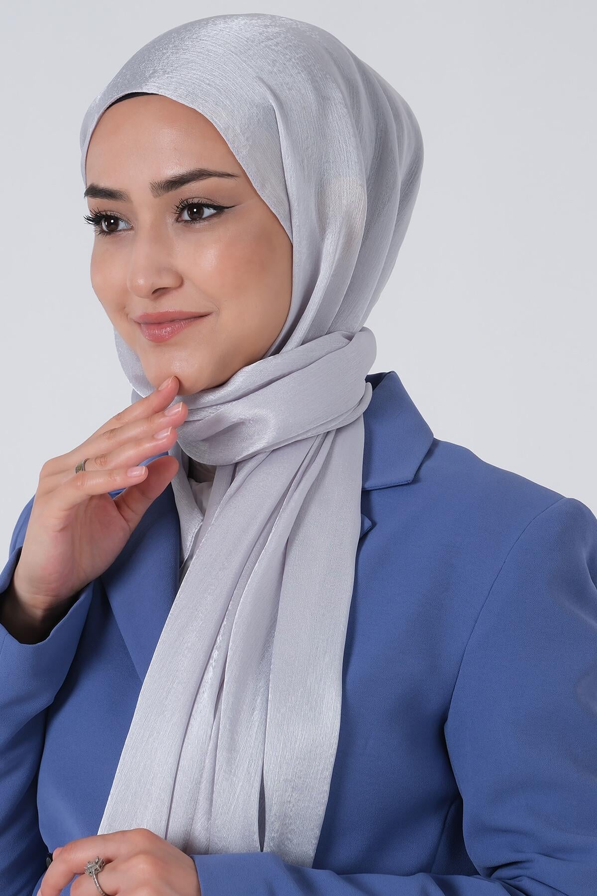 Harem Scarf Janjan Şal Açık Gümüş