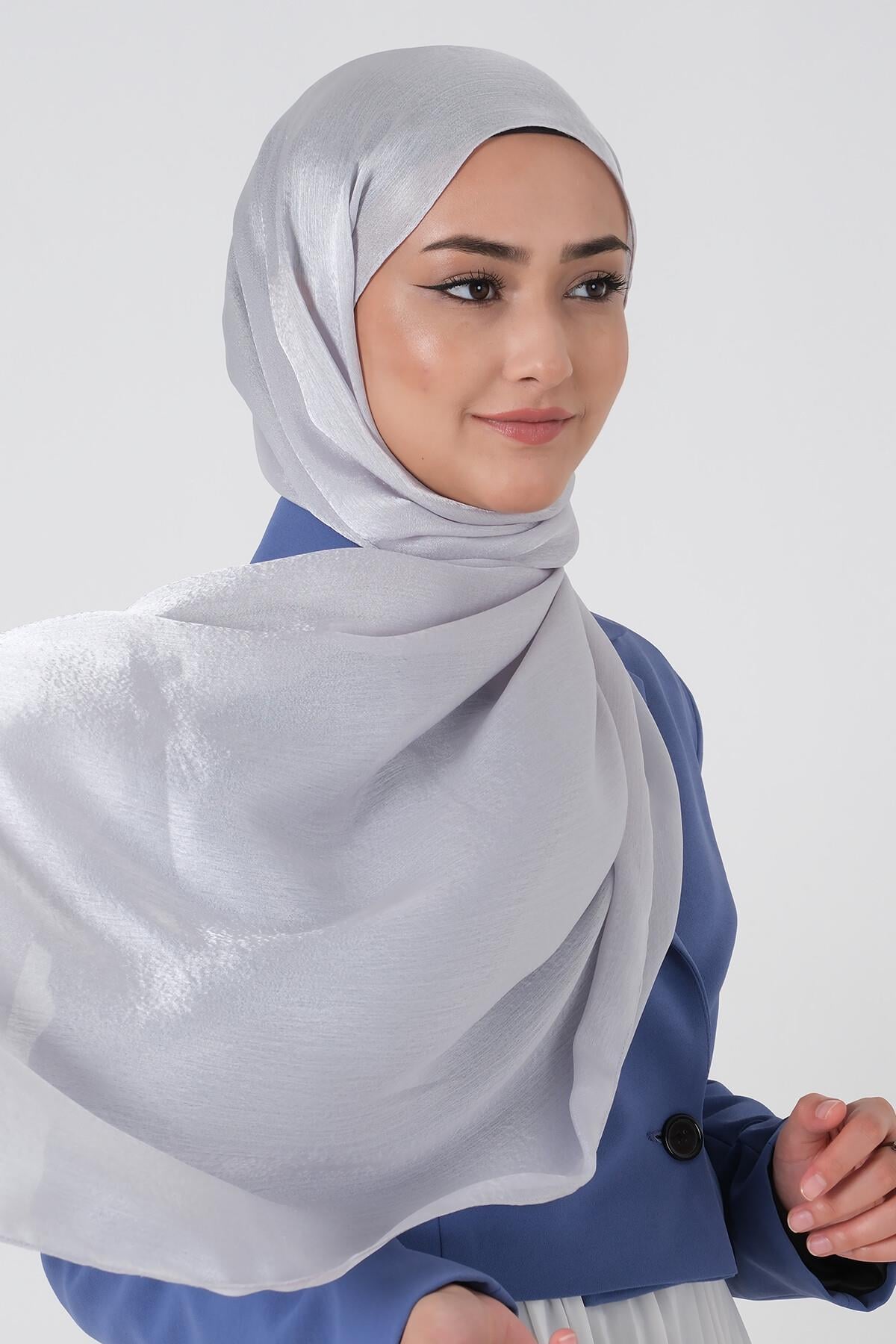 Harem Scarf Janjan Şal Açık Gümüş