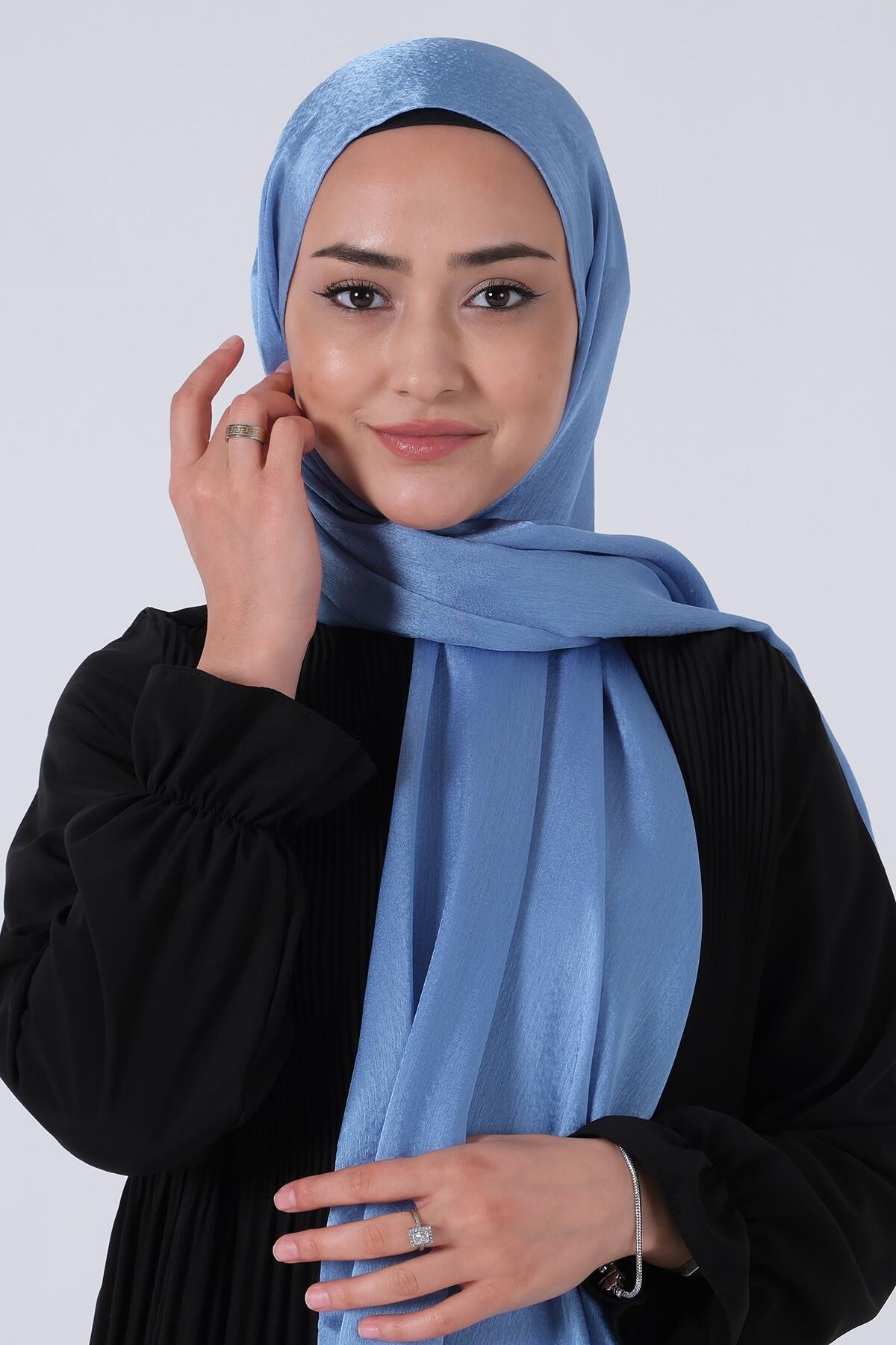 Harem Scarf Janjan Şal Kot Mavisi