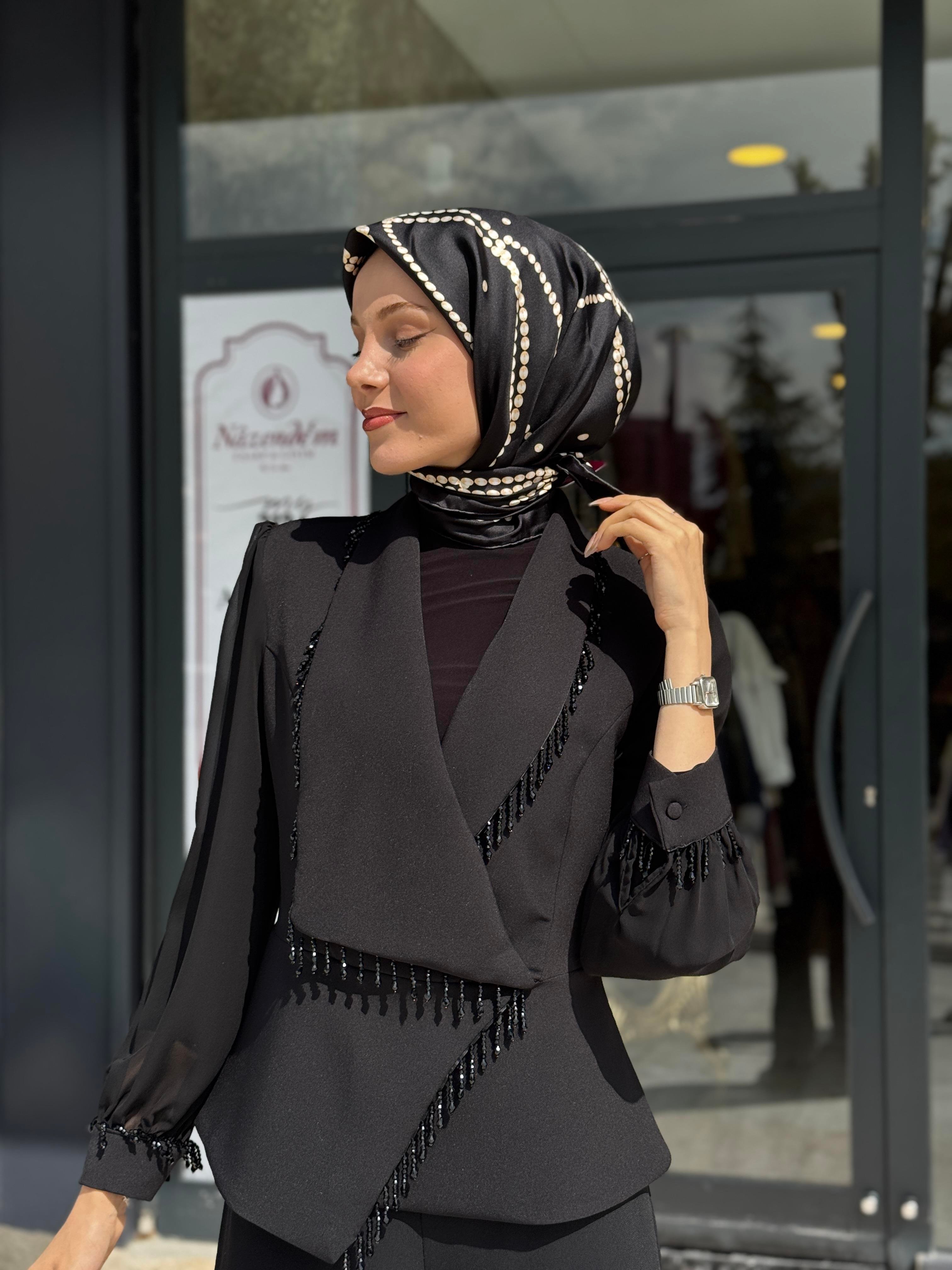 İNCİ DESEN İPEK EŞARP