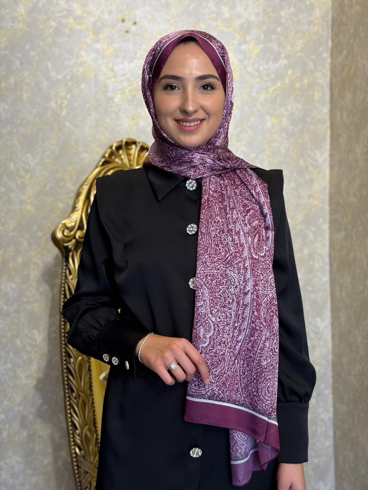 Levidor Bordo Baskılı Hint İpeği Şal