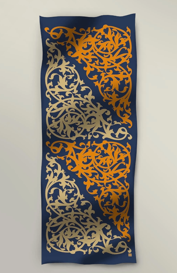 OTTOMAN TİVİL İPEK ŞAL LACİVERT